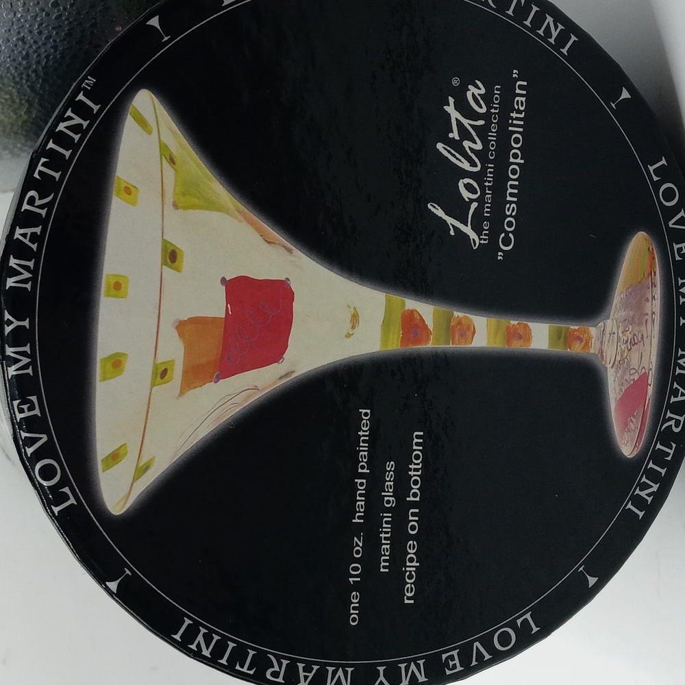 Lolita Hand Painted Love My Martini Glass 10 Oz. Vodka COSMOPOLITAN - Picture 2 of 4